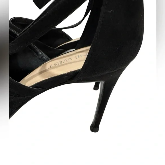 NINE WEST Sexy Lace Overlay Black Strap Pumps Heels 10 - Picture 6 of 17